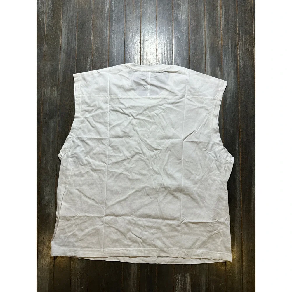 Standard Cloth White Cotton Muscle Tee Sleeveless T-Shirt